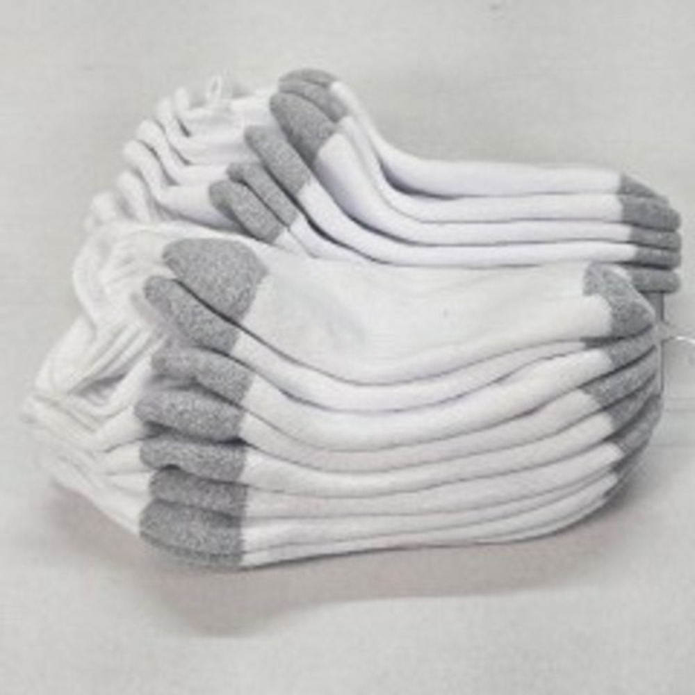 Kids White Athletic Socks with‎ Gray Toe and Heel 9 Pair Pack Size S 3-7
